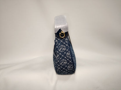 halols Latest women's moon bag shoulder hand armpit bag chain bag denim blue